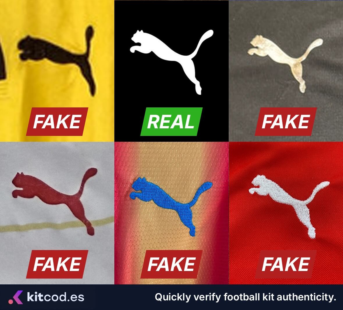 Puma logos, fake vs. real