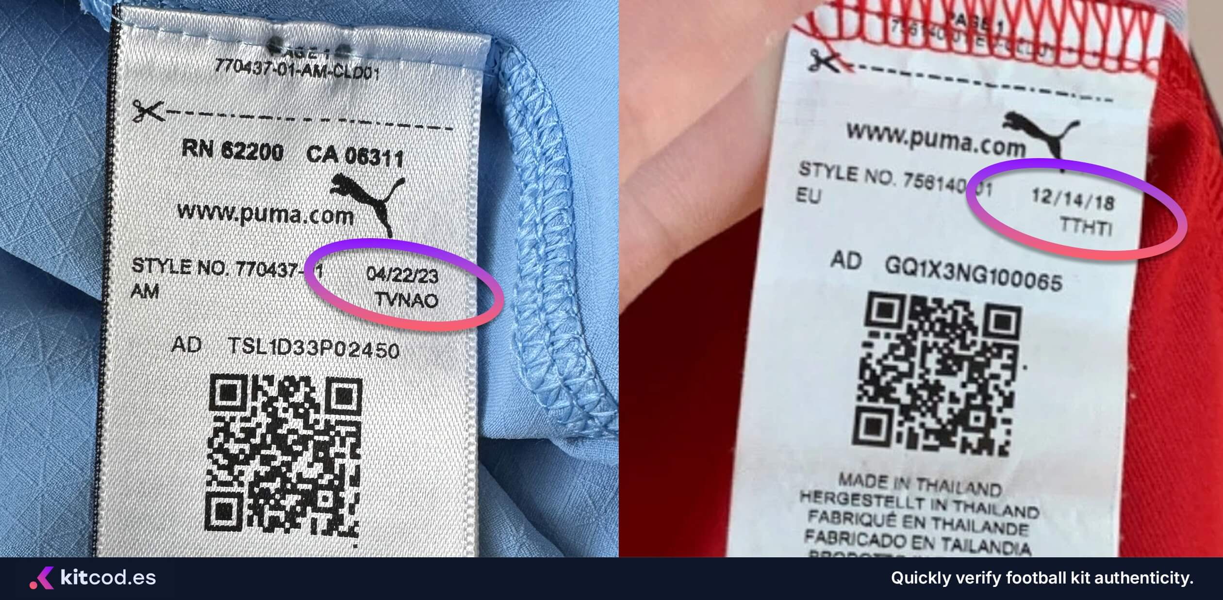 Production dates for Puma